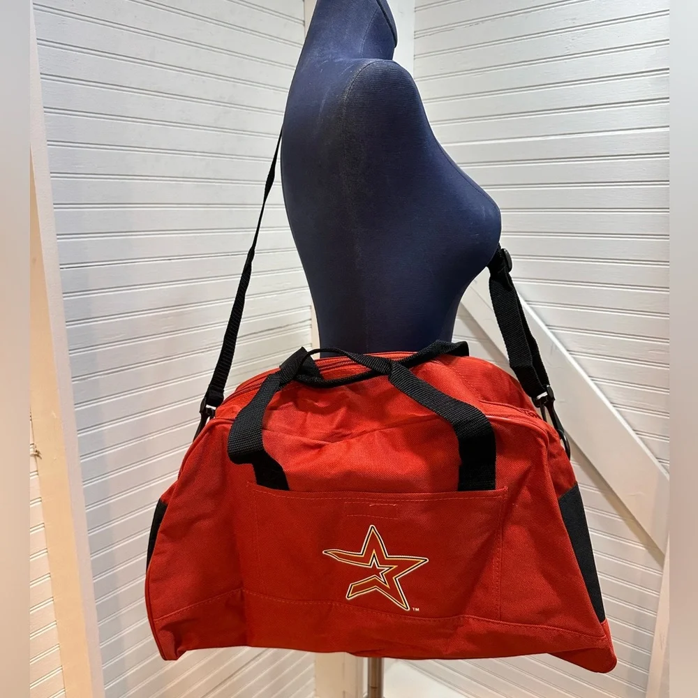 MLB Astros Red Duffel Bag with Black Straps